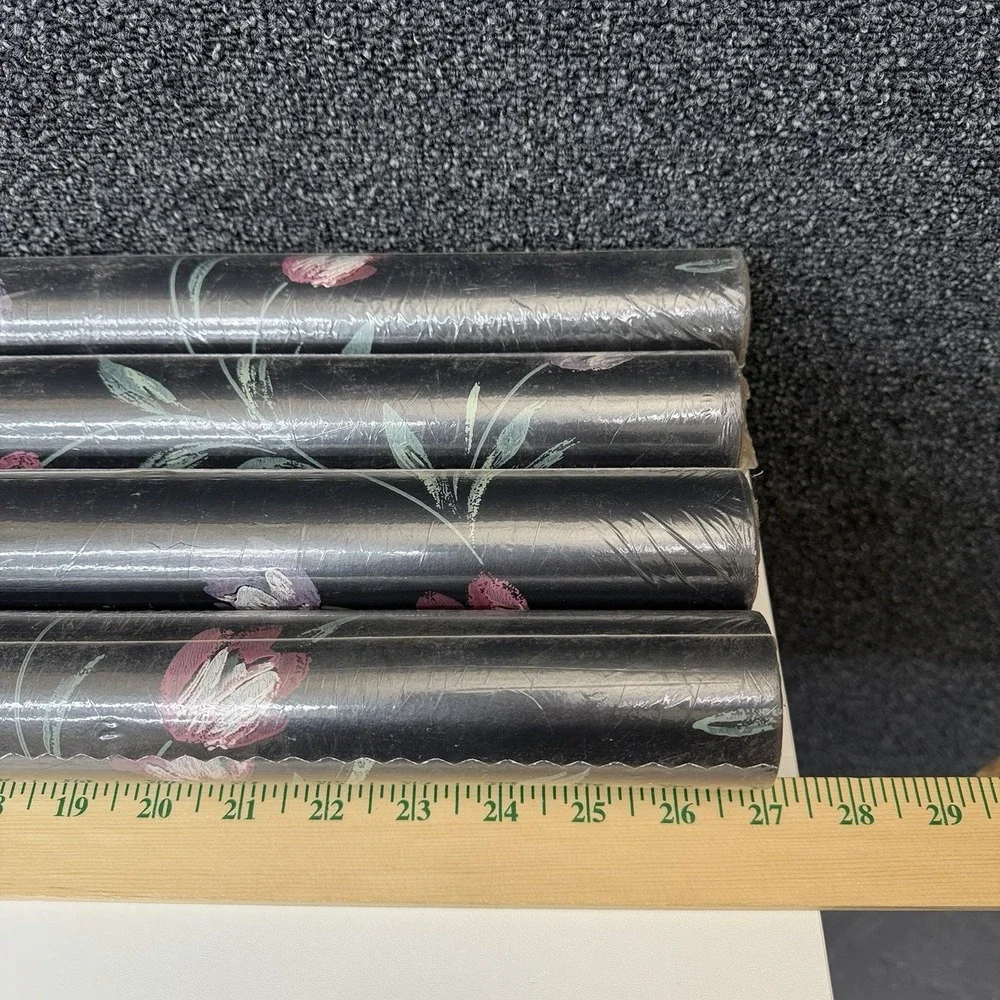Warner‎ Wallpaper EBY4046 Floral Tulip Black Vinyl Wallpaper 4 Rolls 27in x 9yd